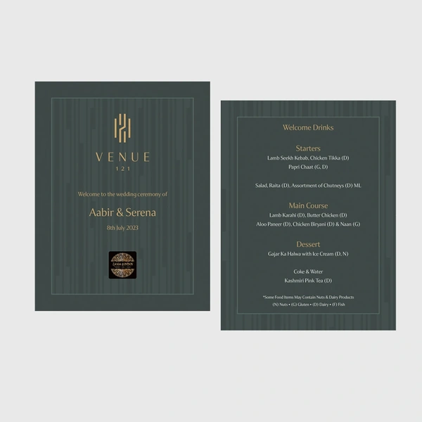  Wedding Menu